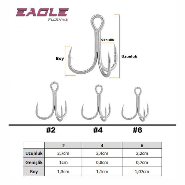 Fujin Eagle Süper Anti-Rust Üçlü Kanca