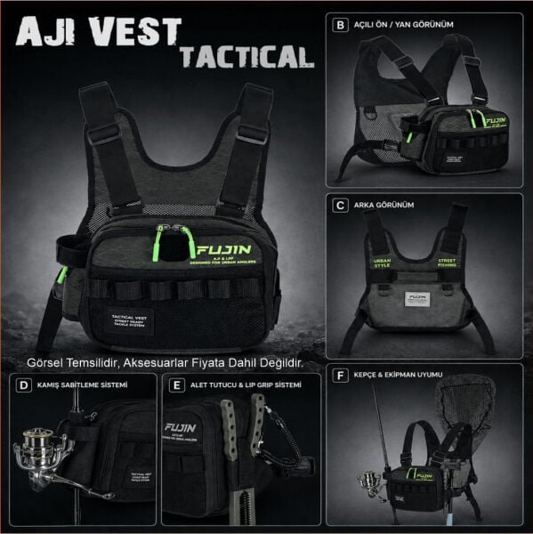 Fujin Tactical Vest Khaki Balıkçı Çantası