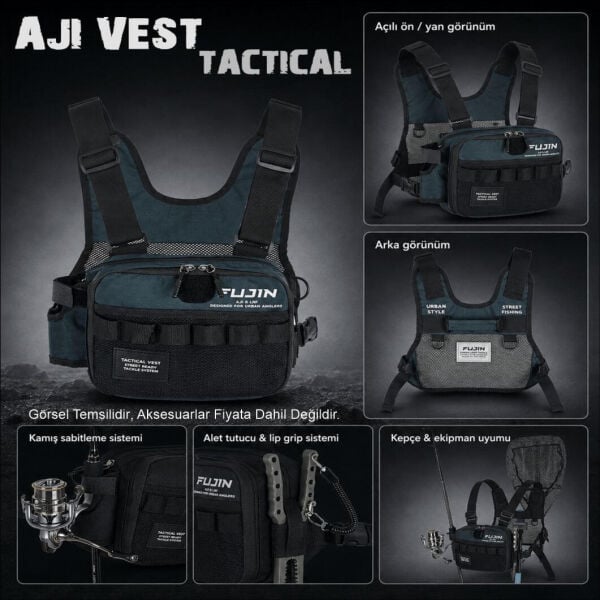 Fujin Tactical Vest Indigo Balıkçı Çantası